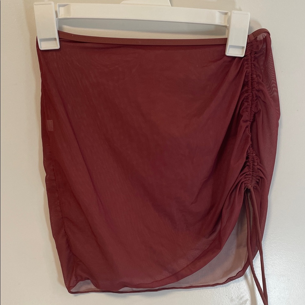 Elegant Brown Ruched Skirt